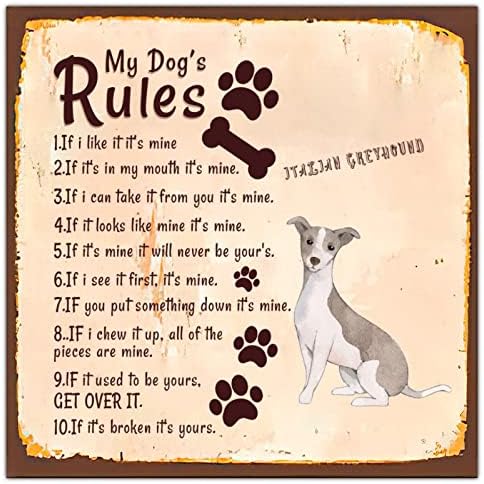 Alioyoit Забавно Метални Табели с надпис Правила на кучето ми, Знак за Поздрав на Кучето с Саркастической Надпис Кучето,