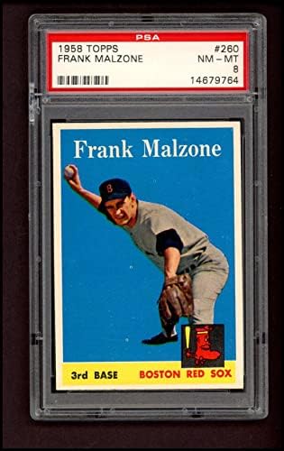 1958 Topps 260 Франк Малзоне на Бостън Ред Сокс (бейзболна картичка) PSA PSA 8.00 Ред Сокс