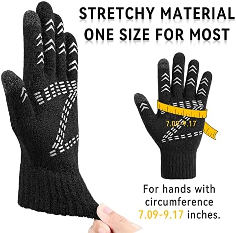 Зимни ръкавици Cierto за мъже и жени: Еластични Плетени Ръкавици с докосване на екрана в студено време|Мъжки Женски Ветроупорен