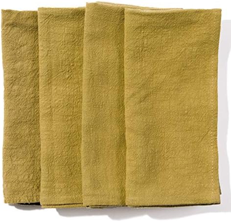 Ленени кърпички Caldo за вечеря - В селски стил - Мека и здрава тъкан - Моющаяся и множество - 4 опаковки - 20x20 сантиметра