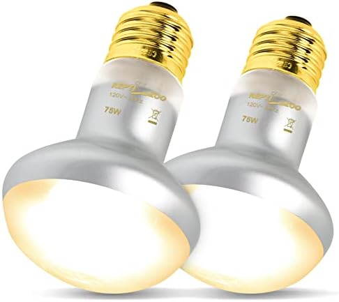 REPTI ZOO 2 Опаковки Топлинна Лампа за Влечуги 75 W, Нагревателни Лампи Симулират Естествената Слънчева Светлина, Излъчвател