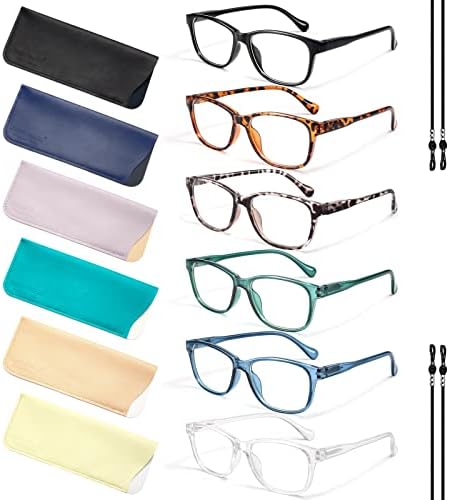 Gaoye Очила за четене, За жени или Ридеров за мъже, 6 опаковки, Стилни Компютърни Очила, блокиране на синя светлина,