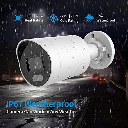 4-Мегапикселова IP камера Bullet PoE с цветен преглед, с стробоскопической светлини и звуков предупредителен знак, за