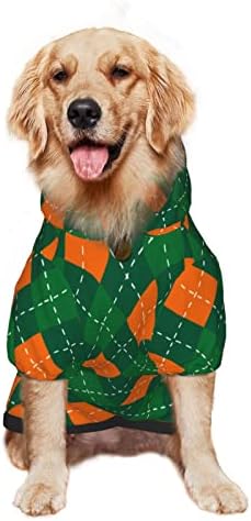Hoody с качулка за големи Кучета в Деня на Св. Патрик-Зелено-Оранжева-Дрехи за домашни любимци в Клетката, Пуловер с
