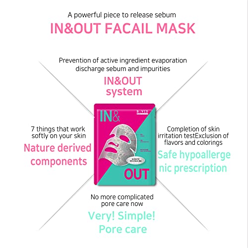 Маска за лице BIVID IN &OUT [5 корейски биоцеллюлозных маски за лице] Всички естествени, нетоксични съставки [Усвояване