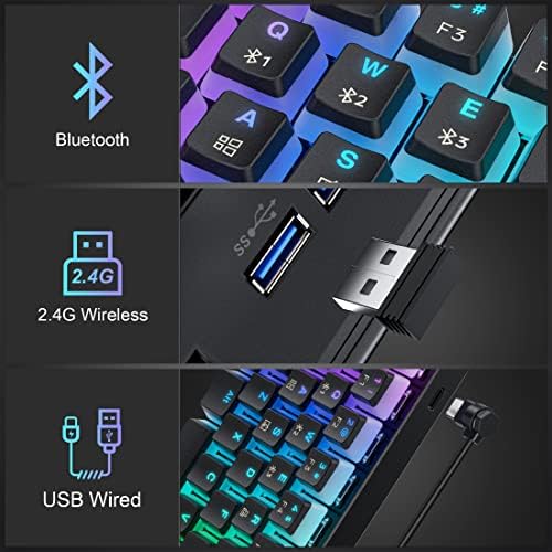 Tezarre TK63 Безжична Клавиатура Bluetooth/2,4 G /USB Жичен 60% Ръчна Детска RGB Клавиатура със задно осветяване на PBT