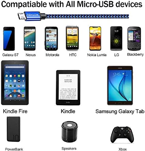 Кабел Micro USB е 10 фута, Зарядно устройство за Android, USB Кабел C, Удължена Зарядно устройство Kindle Fire 3 бр,