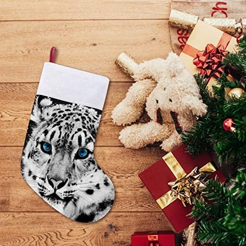 Снежен Леопард Коледен Отглеждане на Коледна Елха Окачени Чорапи за Камината, с Къси Плюшени Белезници Украса за Дома