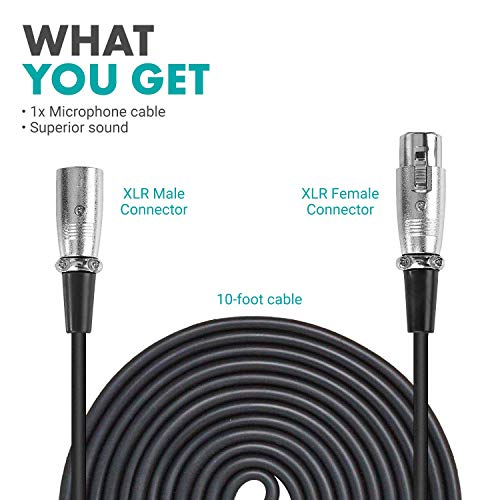 Балансиран кабел за микрофон XLR Movo MC-XLR3 серия Pro от мъжете на една жена - на 10 фута (3 м)