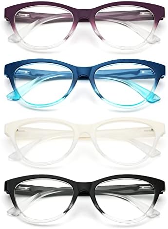 prtcslwd 4 опаковки овални очила за четене за жени, блокер синя светлина очила, дамски стилни цветни ридеры