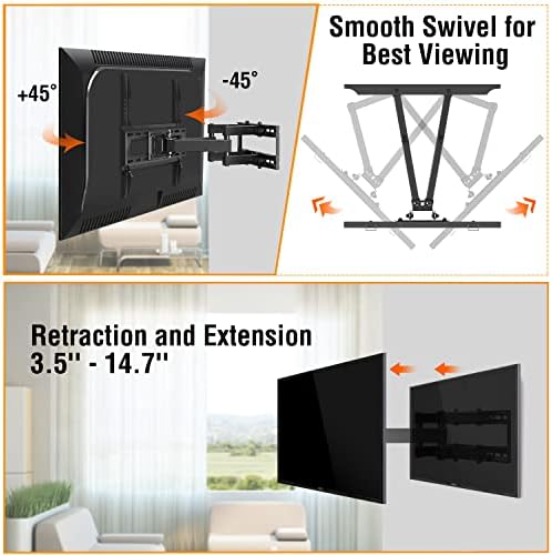 Закопчалка за телевизор ELIVED Full Motion TV Монтиране на стена за телевизор с възможност за завъртане и наклон за повечето