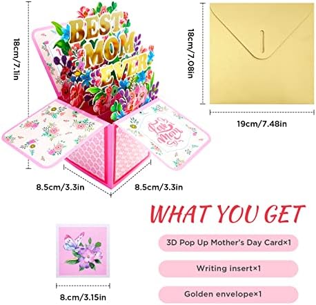 Всплывающая картичка за Деня на майката, поздравителни картички с 3D хартиени кърпи за ръце букет цветя, картичка с майка