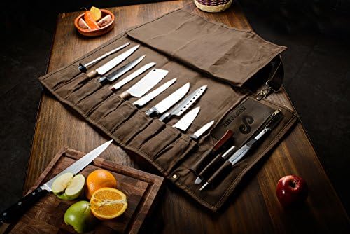 Чанта за моите часове по готварство ножове EVERPRIDE от вощеного платно и кожа – Чанта за готвач настанява гости в 10