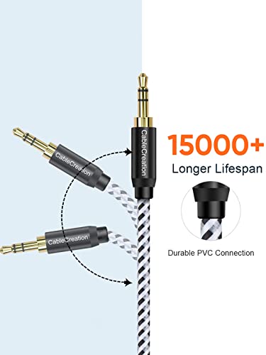 CableCreation аудио кабел 3.5 мм, стерео Aux кабел с 3,5 мм мъж към мъж, за автомобил, 3 подножието Aux кабел, Съвместим