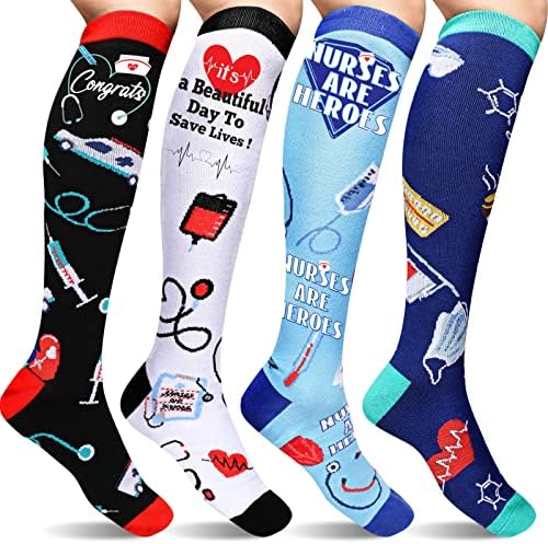 JenPen, 4 Двойки Компрессионных Чорапи за медицински сестри, Поддържащи Чорапи 20-30 мм hg.ст., Медицински Чорапогащи