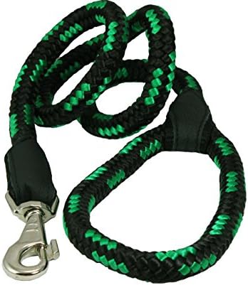 Каишка за кучета от плетени въжета Dogs My Love дължина от 6 фута, Зелено с черно, размери 6 (XSmall: дължина 6 метра;