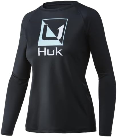 Дамска риза с дълъг ръкав HUK Standard Pursuit Performance Shirt + Защита От Слънцето, Отразено-Черен, Малък