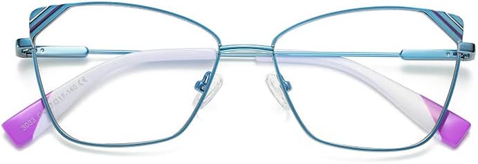 Очила за четене RESVIO Cat Eye за Мъже и Жени в Метална Рамка с Пружинным тръба на шарнирна Връзка Синьо