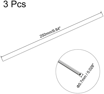uxcell 304 Капилярната тръба от Неръждаема Стомана, диаметър на стената 0,7 мм x 0,1 мм, Дебелина 250 мм, дължина на