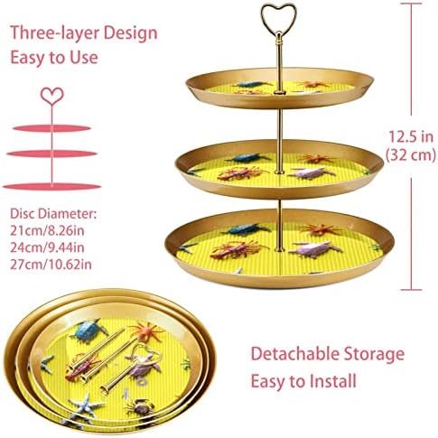3-Ярусная Поставка за Десерти, Кексчета, Плодови Чиния, Пластмасов Сервировочный Дисплей, Държач за Сватба, Рожден Ден,