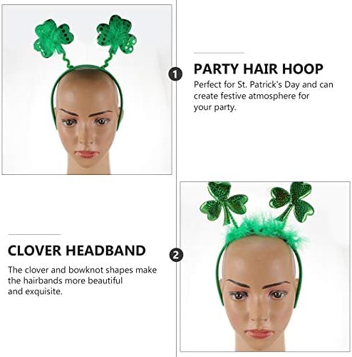 PartyKindom 1 Комплект от 3 теми на Деня на Св. Патрик, Лента за коса с пайети и Лък, Лента за коса с Детелина (Зелени)