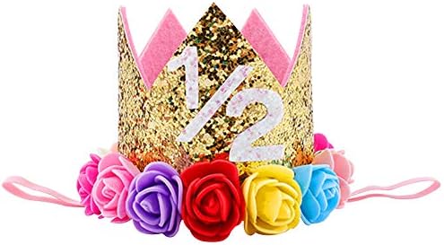 IWEMEK За Малки Момчета И Момичета Принцеса Тиара Короната на Номер Превръзка На Главата за 1-ви Рожден Ден Торта Шапка