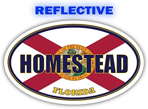 Хоумстед Сити Флаг на щата Флорида | Флорида Флаг окръг Маями-Дейд Овална форма Цвят на щата Светоотражающая Стикер На