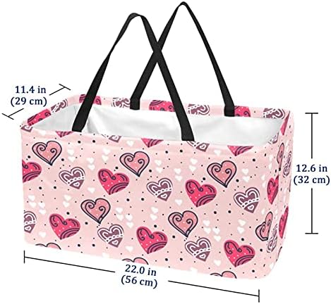 Чанта за пазаруване 50L Клиент Bags Hearts Pattern Сгъваема Кутия За Пазаруване, Чанта за пазаруване с Дръжка, на Множество