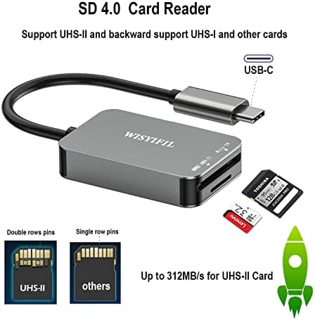 Високоскоростен kartrider UHS-II, Устройство за четене на карти памет, USB C SD 4.0 за карти SDXC, SDHC, MMC Micro SDXC,