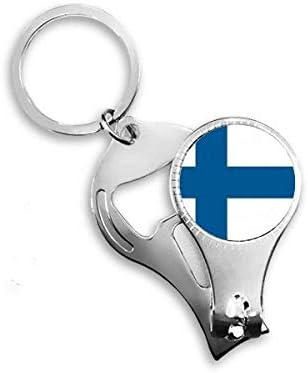 Финландия Национален Флаг Европейска Държава Ножица за Нокти Халка Ключодържател Отварачка за Бутилки Машина За Рязане