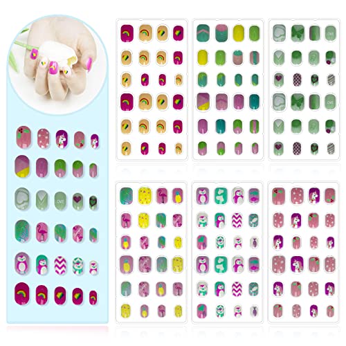 Hohotti Детски Режийни ноктите, 6 Опаковки, 144 бр., Детски Акрилен комплект за изграждане на нокти, Възраст 7, 8, 10,