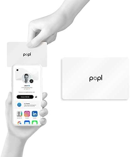 Дигитална визитка Popl - Интелигентна мрежова карта NFC - Натиснете, за да споделя - iPhone и Android (Бял)