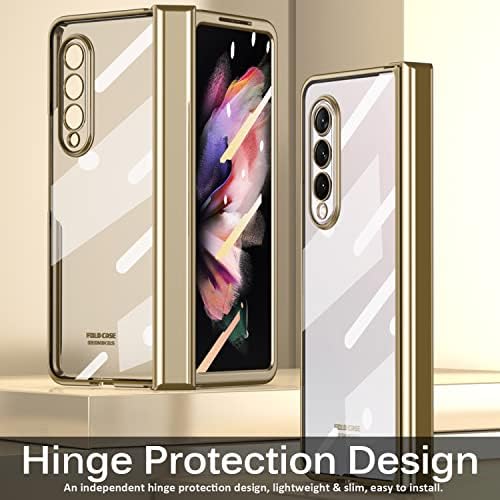 Miimall за Samsung Galaxy Z Fold 3 Калъф с защитно фолио за екрана, калъф Z Fold 3 със защита от пантите и луксозно покритие