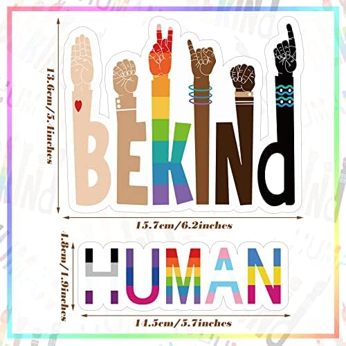 Етикети Be Kind Етикети Pride Етикети Human Rainbow Стикери Етикети Гордост за автомобили Стикер с Надпис Be Kind Стикер