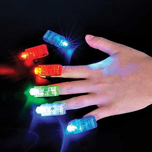 Мигащи led прожектори-пръстени за пръстите на Panda FingerBeams, 12 Картички на 4 цветни фенерче във всяка - общо 48