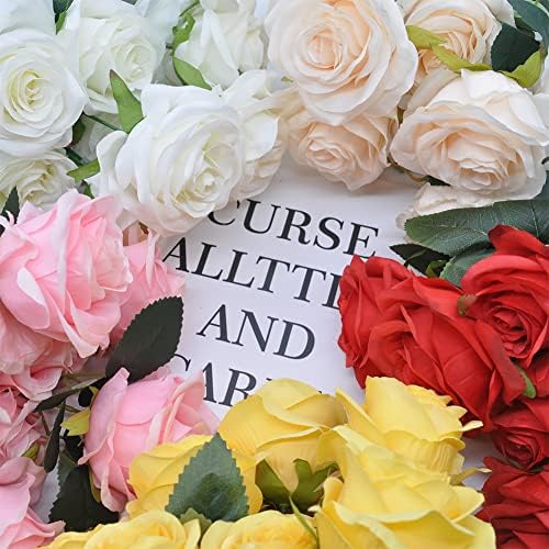 Aiinoo Изкуствена Роза 10 Глави Коприна Букет от Момента на Докосване за вашата сватба Парти Празнична Декорация на Дома,