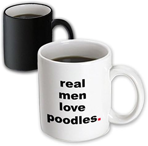 3dRose Истинските мъже обичат пудели, в два цвята чаша, 1 брой (опаковка от 1), черно-бяла