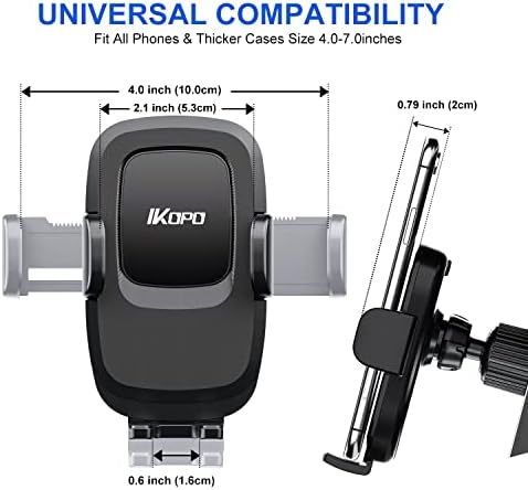 Закопчалка за телефон IKOPO за отдушник на автомобила [Актуализиран метална кука - никога няма да падне], универсален
