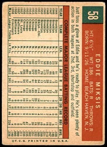 1959 Topps 58 Еди Миксис Синсинати Редс (Бейзболна карта) Карта Дина 2 - ДОБРИ червени