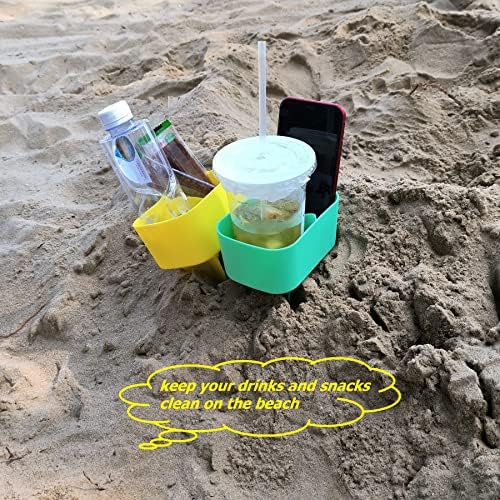 Плажен поставка за Чаши Luuzuu с Чифт Плажни Подкрепа за Пясък, поставки за чаши за Напитки, за Пътуване, Многоцветен,