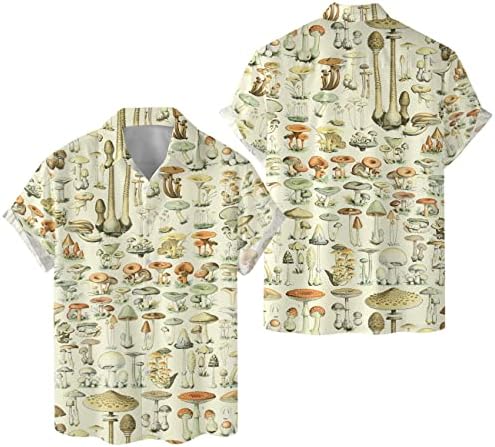 Семейни подаръци, Хавайски Ризи Kingdom Mushroom за мъже - Риза с Гъби, Мъжки Ризи с Гъби, Копчета на Ивици Гъби
