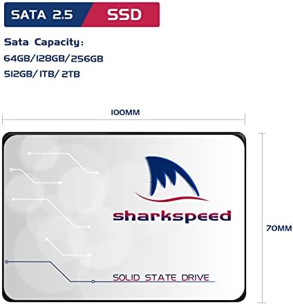 Вграден SSD диск 128 GB, SHARKSPEED Plus 2,5 / 7 мм, SATA III 6 Gb/s, твърд диск 3D NAND за преносими компютри, Таблети