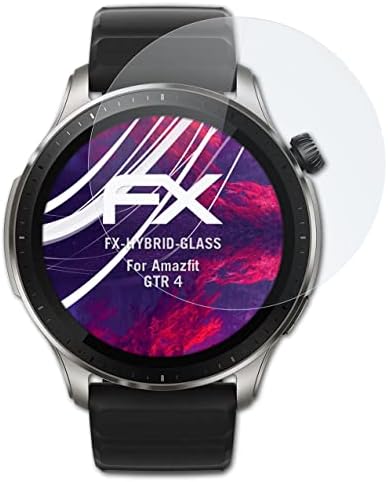 Защитно фолио за пластмаса стъкло atFoliX, съвместима със защитно стъкло Amazfit GTR 4, защитно стъкло за екрана 9H Hybrid-Glass