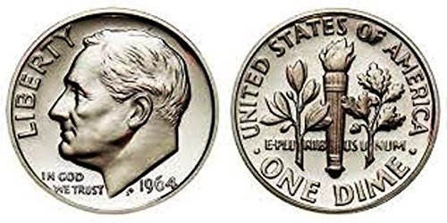 Сребърен пруф десет цента от Рузвелт 1964 г.