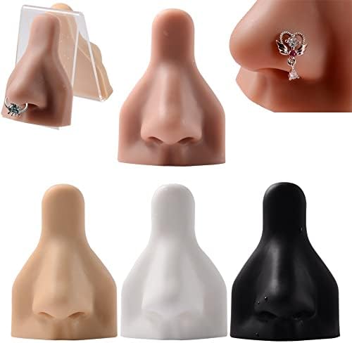 WellieSTR 4 бр. (4 цвят) на Мека Силиконова Модел на носа, Гъвкава Форма за носа, за практики, Пиърсинг, Гума за носа,