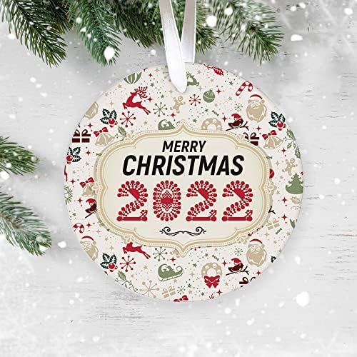 Окачване с Коледна Украса 2022 - Весела Коледа, Ретро Дизайн, Коледен Орнамент в Селски Стил от Кората на Подаръци за