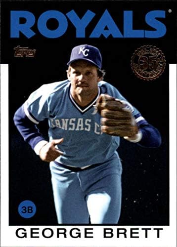 Бейзбол серия 1 2021 Topps 1986 35-та годишнина на бейзбол Topps 86B-48 Джордж Брет Канзас Сити Роялз Официалната търговска