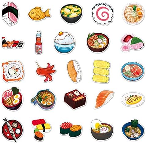 50 Листа от Японска Кухня, Суши Roll Оризови Етикети Сладко Суши Винил Бутилка за Вода Лаптоп Албум за Скейтборд Багажа