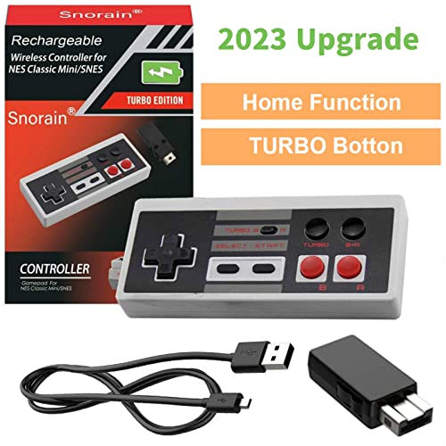 2 Комплекта перезаряжаемого мини-безжичен контролер за NES Classic Mini -Turbo/ Home Edition-Rapid Buttons Издание за