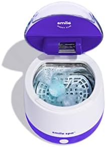 Набор от SmileDirectClub Mighty Clean, Апарати за ултразвукова и UV-почистване на Элайнеров, фиксаторов и зъбни протези, 128 Таблетки за почистване на фиксаторов, Безопасни и мятно